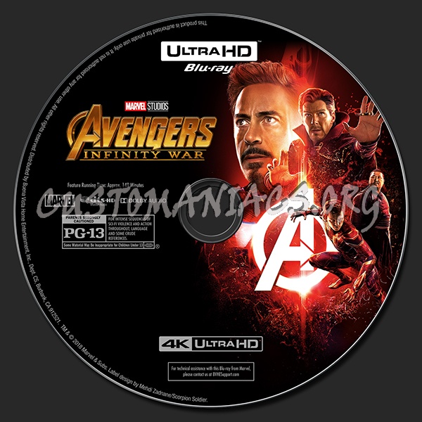 Avengers: Infinity War (2D/3D/4K) blu-ray label