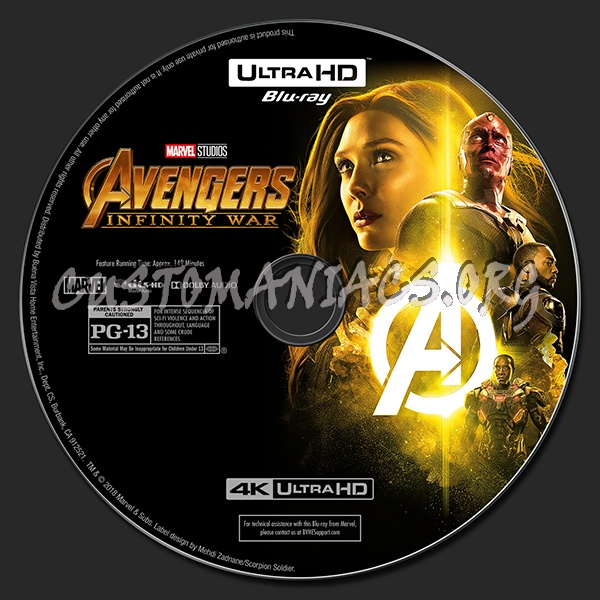 Avengers: Infinity War (2D/3D/4K) blu-ray label
