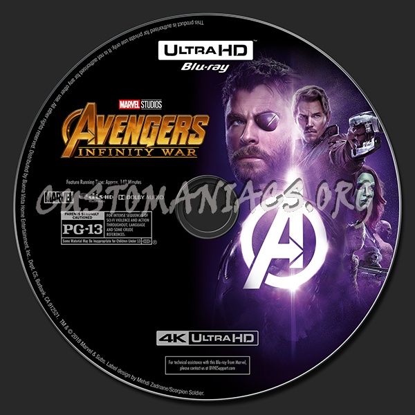 Avengers: Infinity War (2D/3D/4K) blu-ray label