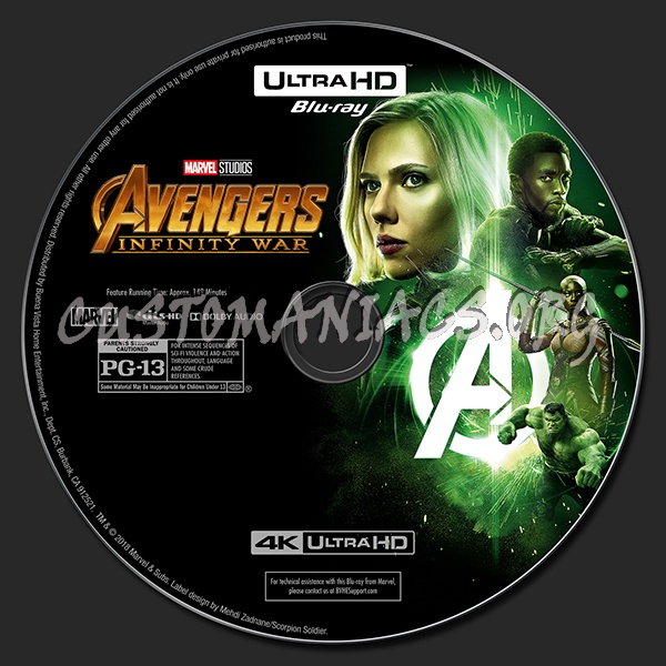 Avengers: Infinity War (2D/3D/4K) blu-ray label