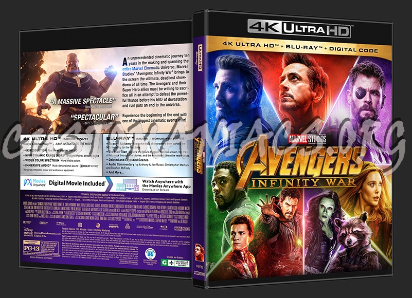 Avengers: Infinity War (2D/3D/4K) blu-ray cover