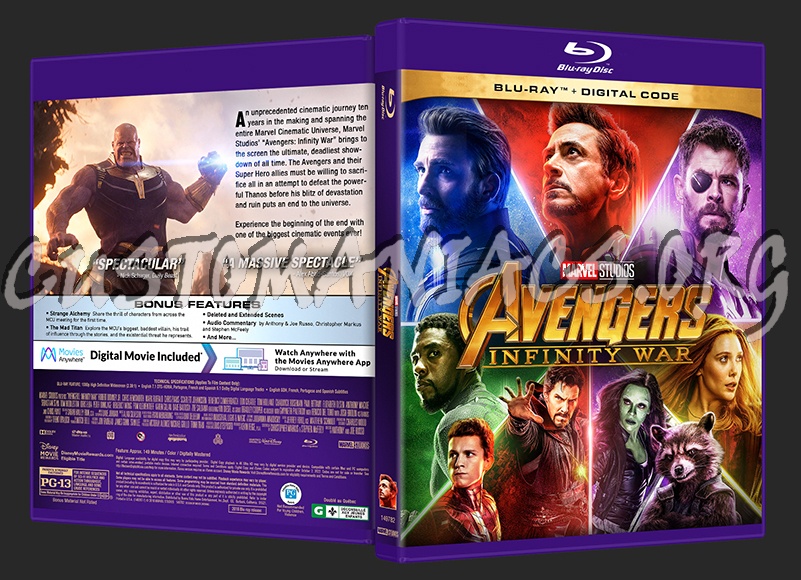 Avengers: Infinity War (2D/3D/4K) blu-ray cover