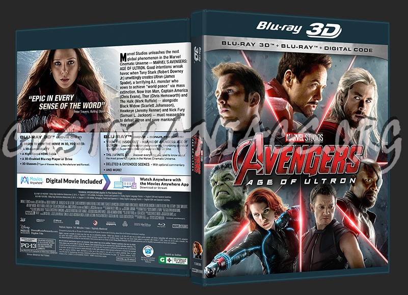 Avengers: Age of Ultron (2D/3D/4K) blu-ray cover