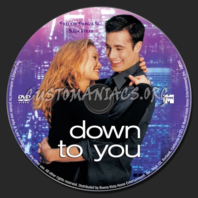 Down To You dvd label