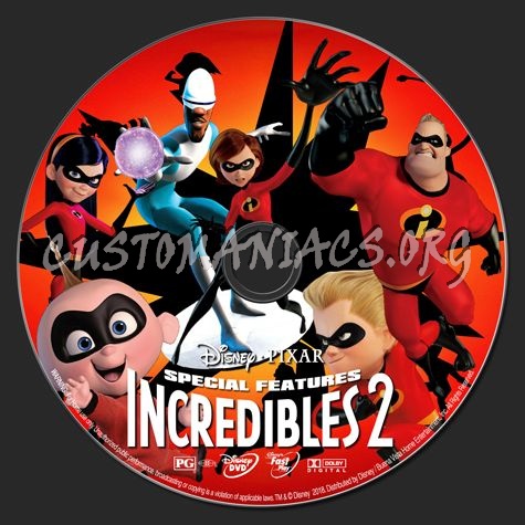Incredibles 2 dvd label