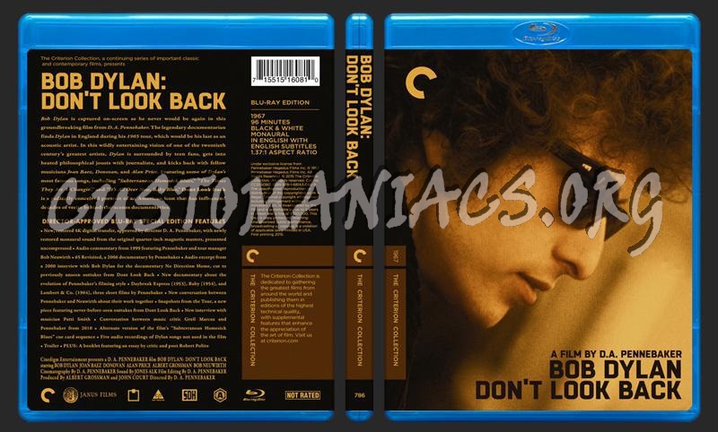 786 - Bob Dylan: Don't Look Back blu-ray cover
