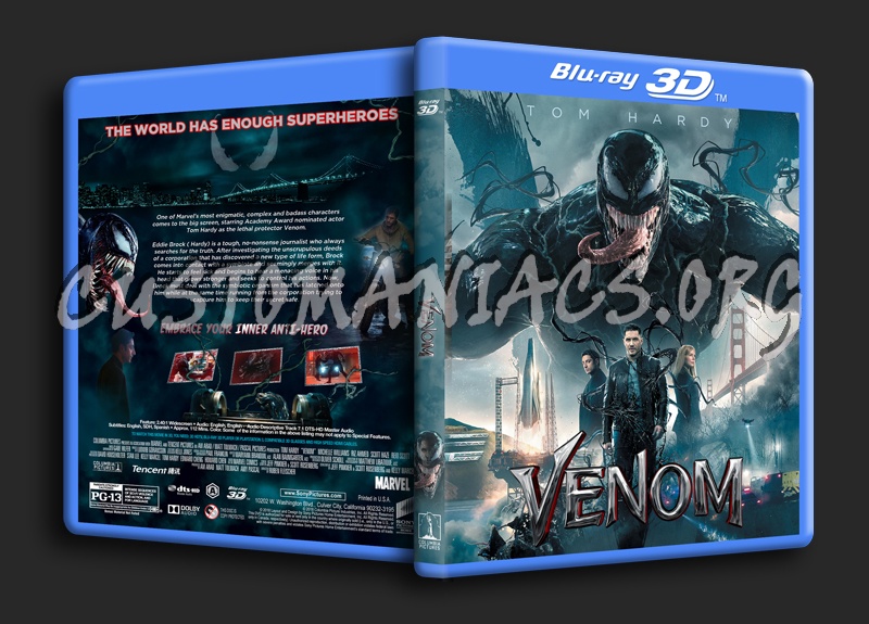 Venom (2018) 3D dvd cover