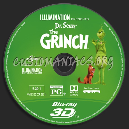 The Grinch (2018) Blu-ray + 3D & 4k blu-ray label blu-ray label