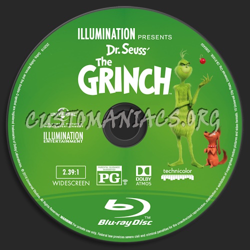 The Grinch (2018) Blu-ray + 3D & 4k blu-ray label blu-ray label