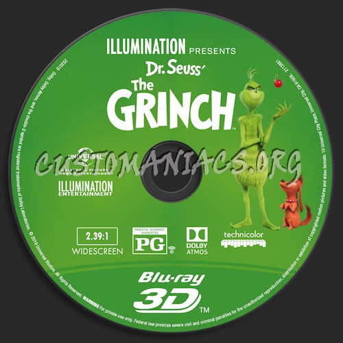 The Grinch (2018) Blu-ray + 3D & 4k blu-ray label blu-ray label