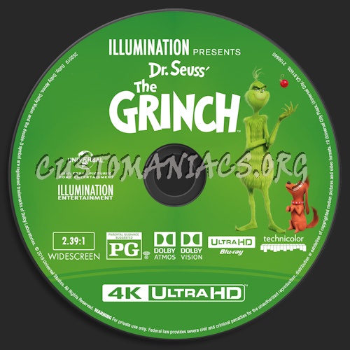 The Grinch (2018) Blu-ray + 3D & 4k blu-ray label blu-ray label