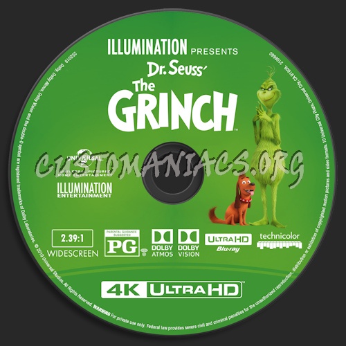 The Grinch (2018) Blu-ray + 3D & 4k blu-ray label blu-ray label