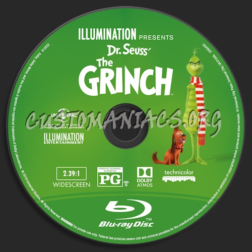 The Grinch (2018) Blu-ray + 3D & 4k blu-ray label blu-ray label