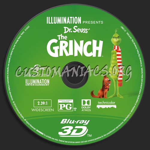 The Grinch (2018) Blu-ray + 3D & 4k blu-ray label blu-ray label