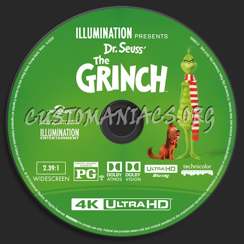 The Grinch (2018) Blu-ray + 3D & 4k blu-ray label blu-ray label
