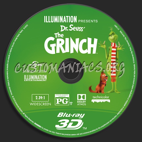 The Grinch (2018) Blu-ray + 3D & 4k blu-ray label