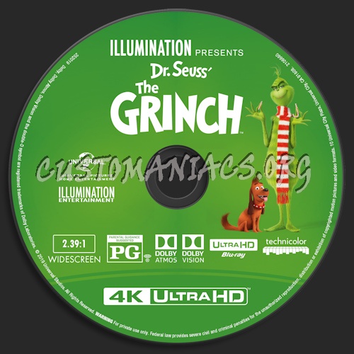 The Grinch (2018) Blu-ray + 3D & 4k blu-ray label blu-ray label