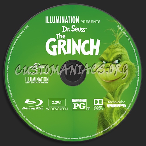 The Grinch (2018) Blu-ray + 3D & 4k blu-ray label blu-ray label