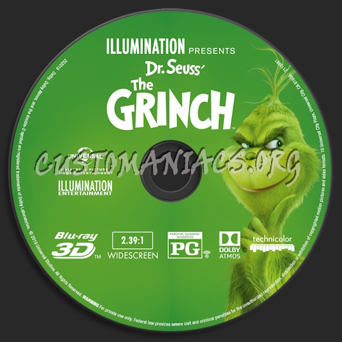 The Grinch (2018) Blu-ray + 3D & 4k blu-ray label