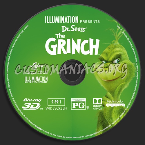 The Grinch (2018) Blu-ray + 3D & 4k blu-ray label blu-ray label