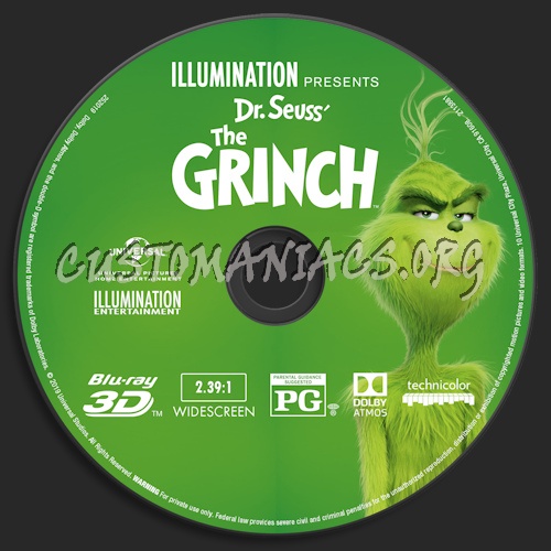 The Grinch (2018) Blu-ray + 3D & 4k blu-ray label blu-ray label