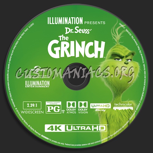 The Grinch (2018) Blu-ray + 3D & 4k blu-ray label blu-ray label