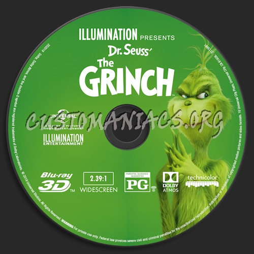 The Grinch (2018) Blu-ray + 3D & 4k blu-ray label blu-ray label