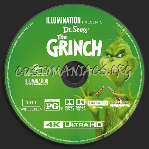 The Grinch (2018) Blu-ray + 3D & 4k blu-ray label blu-ray label