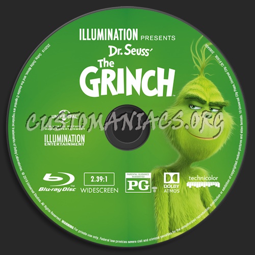 The Grinch (2018) Blu-ray + 3D & 4k blu-ray label blu-ray label