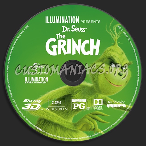 The Grinch (2018) Blu-ray + 3D & 4k blu-ray label blu-ray label