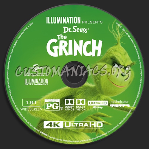 The Grinch (2018) Blu-ray + 3D & 4k blu-ray label blu-ray label