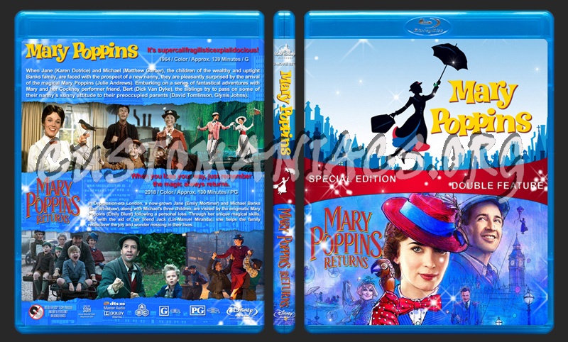 Mary Poppins Double Feature blu-ray cover