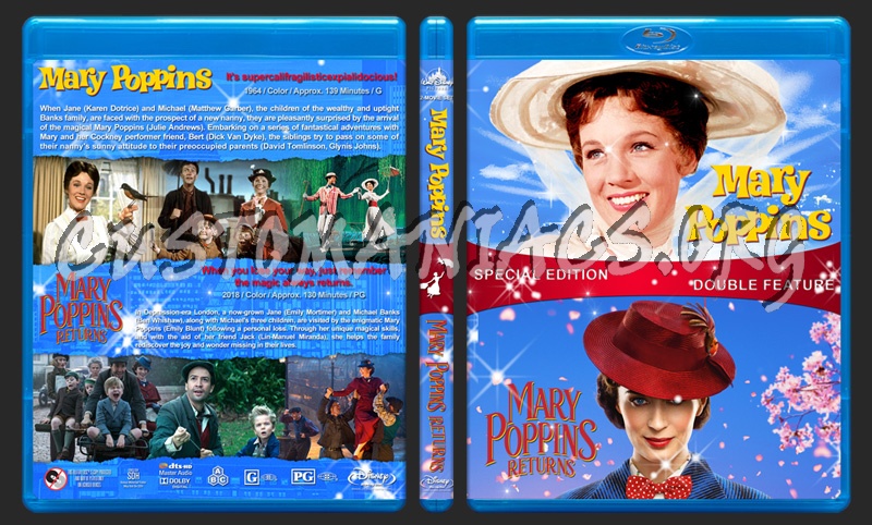 Mary Poppins Double Feature blu-ray cover