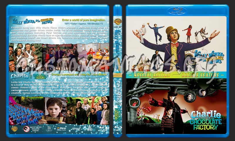 Willy Wonka / Charlie and the Chocolate Factory Double Feature blu-ray cover