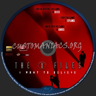 X-files I Want to Believe dvd label