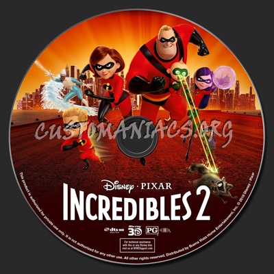 Incredibles 2 3D blu-ray label