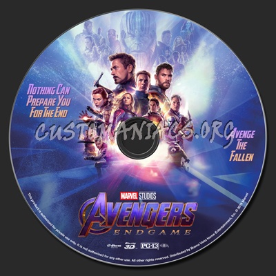 Avengers: Endgame (2D & 3D) blu-ray label