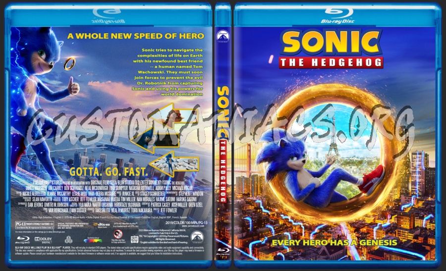 Sonic The Hedgehog 2019 blu-ray cover