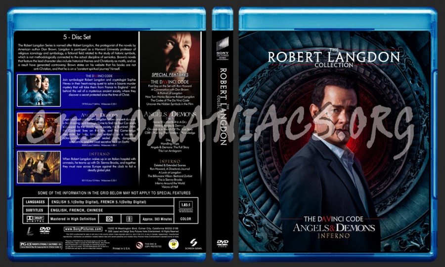 Robert Langdon Collection (Da Vinci Code/Angels & Demons/Inferno) blu-ray cover