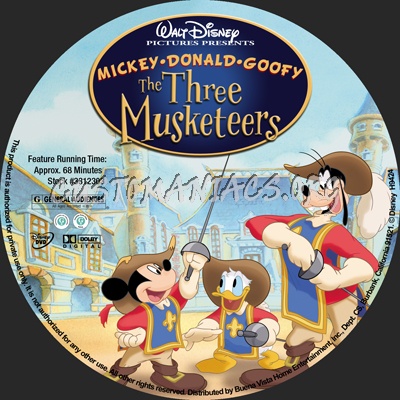 Mickey, Donald, Goofy: The Three Musketeers dvd label