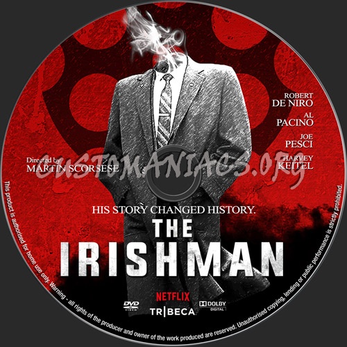 The Irishman 2019 dvd label