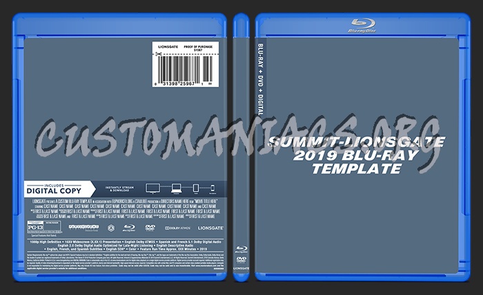 Summit - Lionsgate (2019) Blu-ray + DVD Template dvd label