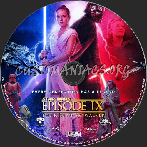 Star Wars The Rise Of Skywalker 2019 blu-ray label