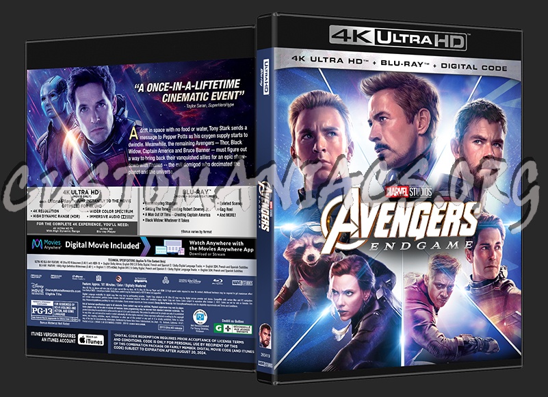 Avengers: Endgame (4K) blu-ray cover