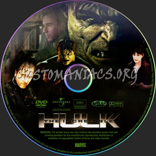 The Incredible Hulk dvd label