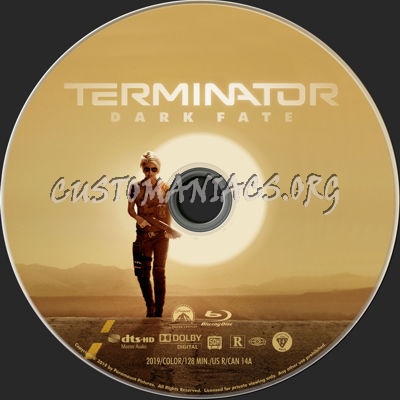 Terminator Dark Fate (2019) blu-ray label