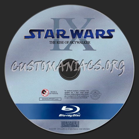 Star Wars: The Rise Of Skywalker blu-ray label