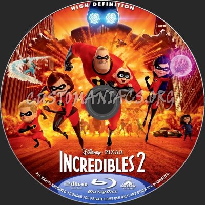 Incredibles 2 blu-ray label