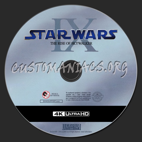 Star Wars: The Rise Of Skywalker 4K blu-ray label