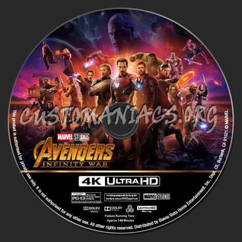 Avengers: Infinity War 4K blu-ray label